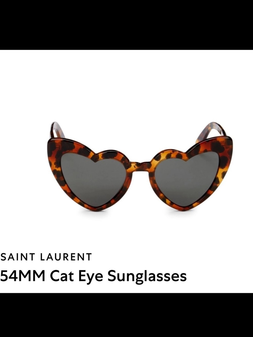 NEW SAINT LAURENT LOULOU 54MM HEART SUNGLASSES - RETAIL $550